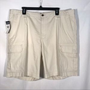 Chaps Khaki Cargo Shorts Tan Flat Front Size 42